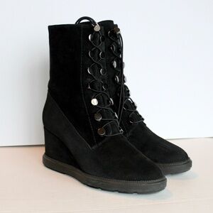 Aquatalia Suede Lace Up Wedge Boots